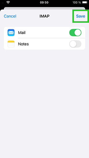 iPhone Add email account menu